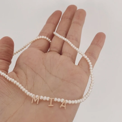Personalised Pearl Necklace Custom 1 Name Necklace Gift For Her | Jessemade