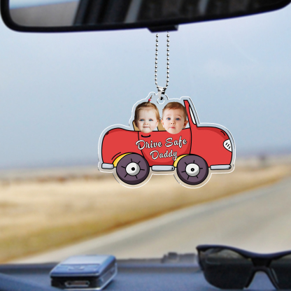 Acrylic Keyring/Decoration Personalised 2 Photos, Name And Text Driving Pattern Pendant For Dad