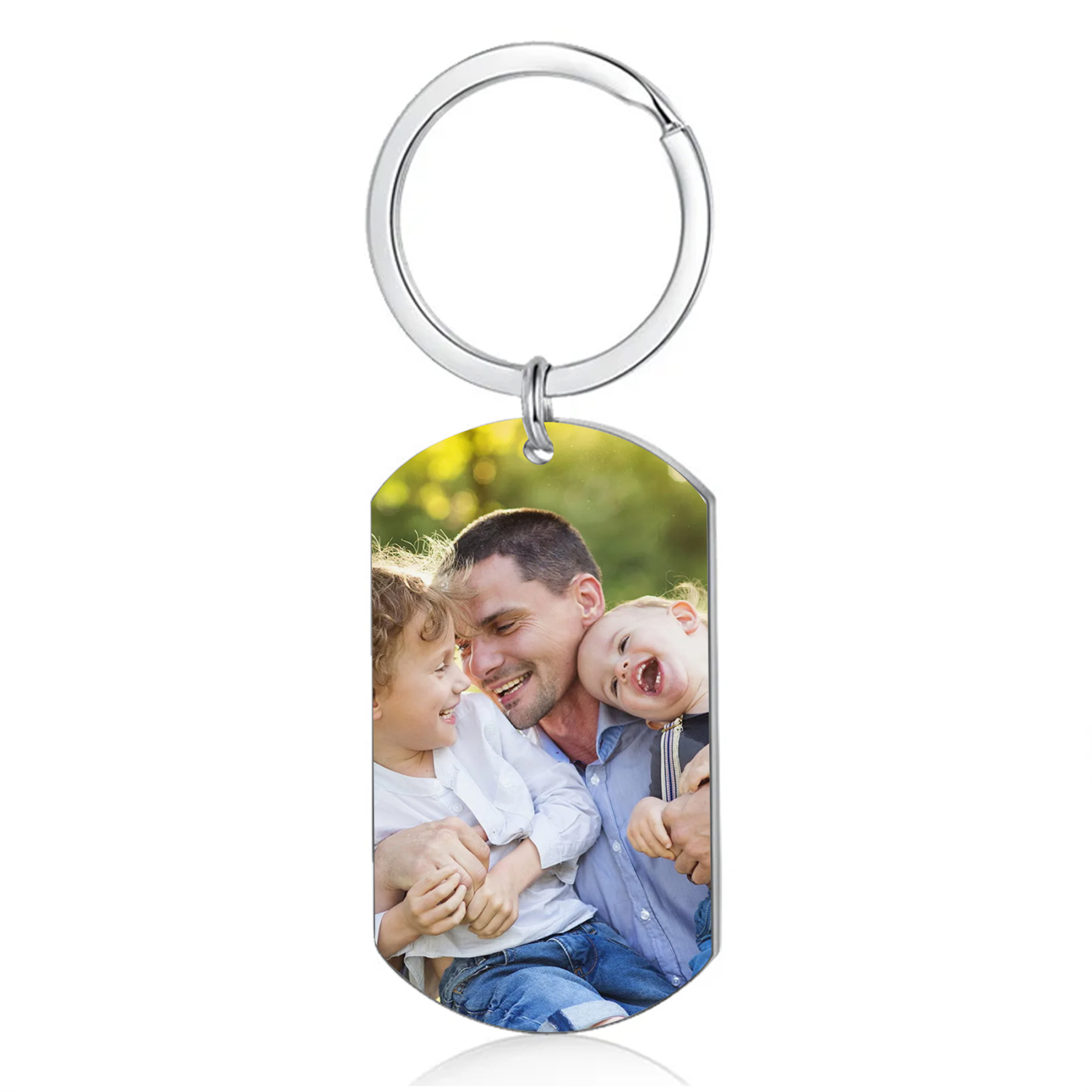3 Names - Personalised Footprint Pattern Keyring Custom Named Father's Day Gift for Dad