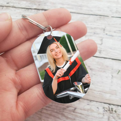Personalised Name & Photo Exquisite Graduation Keyring Gift For Her/Him-Happy Graduation