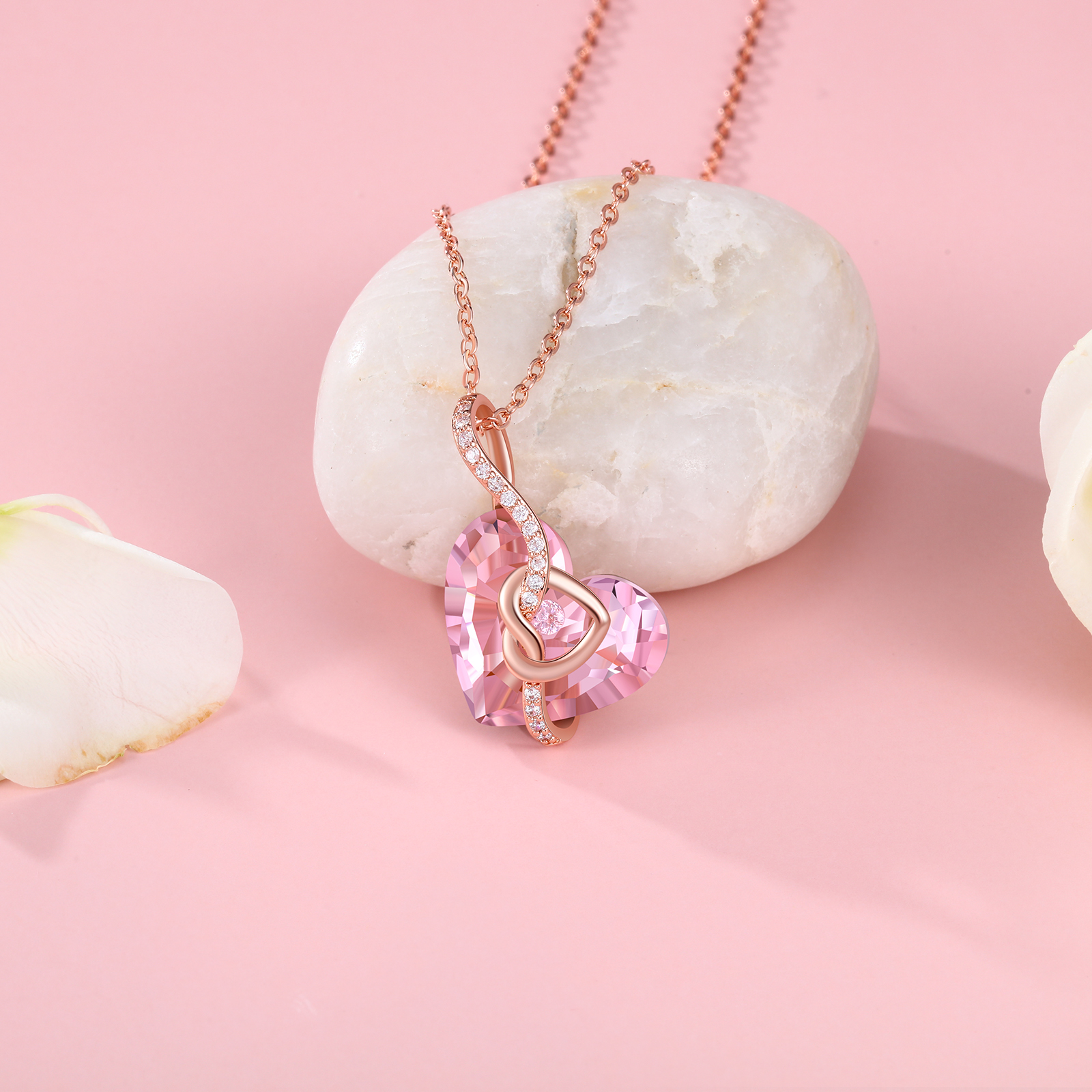 Heart-shaped Crystal Necklace Birthstone Necklace Gifts For Her