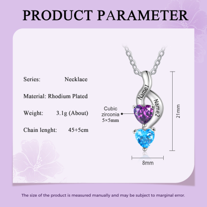 2 Names-Personalized Birthstone & 2 Names Bracelet & Necklace Set Special Gift Set With Rose Box Christmas Gift for Women | Jessemade