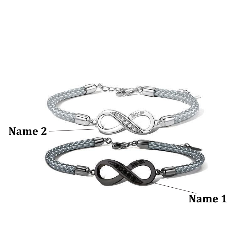 Customized Couple Bracelets Set With Rose Box, Custom Bracelet Engrave Names Matching Bracelet Love Gifts