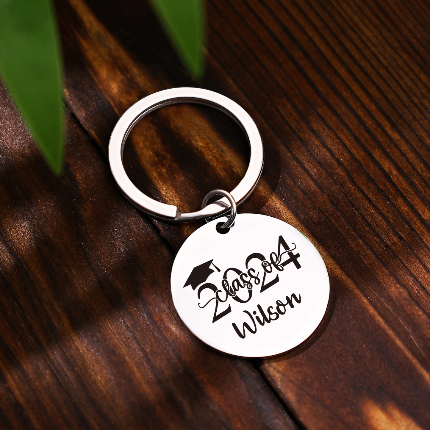Personalised Name & Text Exquisite Round Graduation Keyring Gift For Her/Him