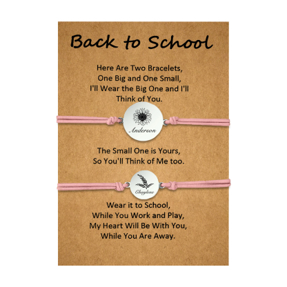 2 PCS Customized 2 Names Dandelion Pattern Elastic Stainless Steel Bracelet Back-To-School Gift For Daughter