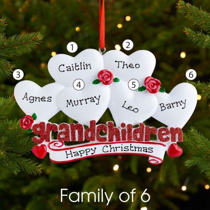 6 Names-Personalised Family Wooden Christmas Ornament-Custom 6 Names Hanging Ornament Gifts For Family-Grandchildren