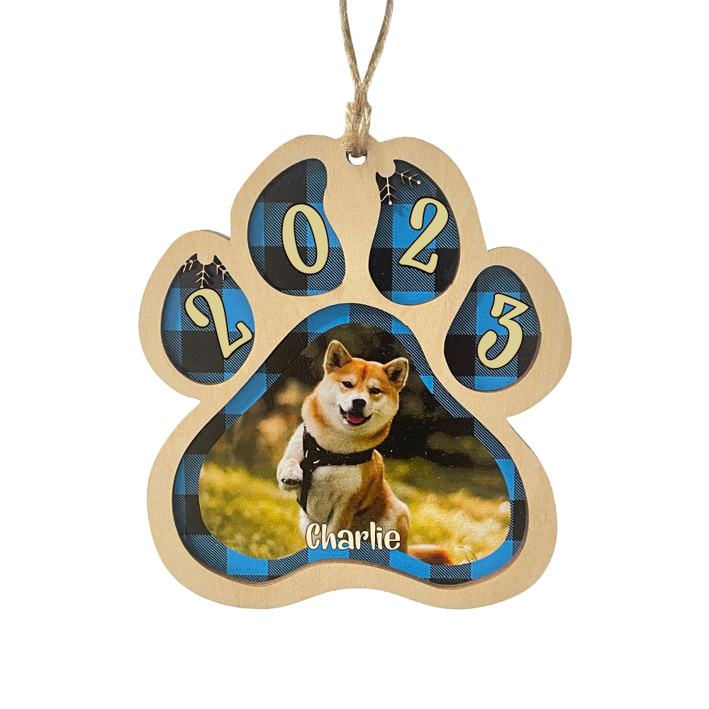 Personalised Pet Gift Custom Wooden Paw Ornament Christmas Gift For Family