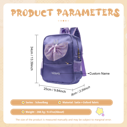 Personalised Name Band Princess Dress Accessories Satin Children Backpack Back To School Gift