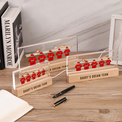 5 Names - Personalised Baseball Jersey Desk Lamp - Dad's Dream Team - Father's Day Gift for Dad