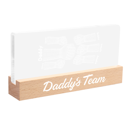 6 Names Personalised Fist Bump Pattern Night Light Custom Text LED Light Father's Day Gift for Dad