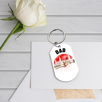 2 Names - Personalised Custom Fist Bump Keyring Mangrove Style Keyring Gift for Dad