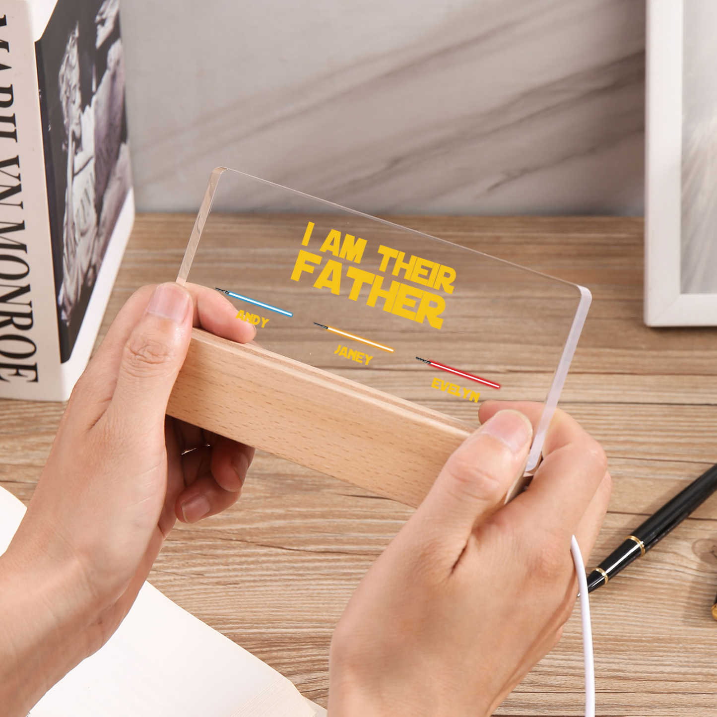 3 Names-Personalised Star Wars Logo Table Lamp-I am their dad-Father's Day Gift For Dad