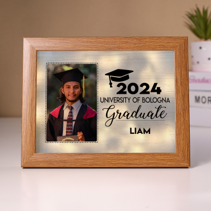 2024 Graduation Gift - Personalised Name and Photo Wood Frame Night Light LED Night Light Gift for Her/Him