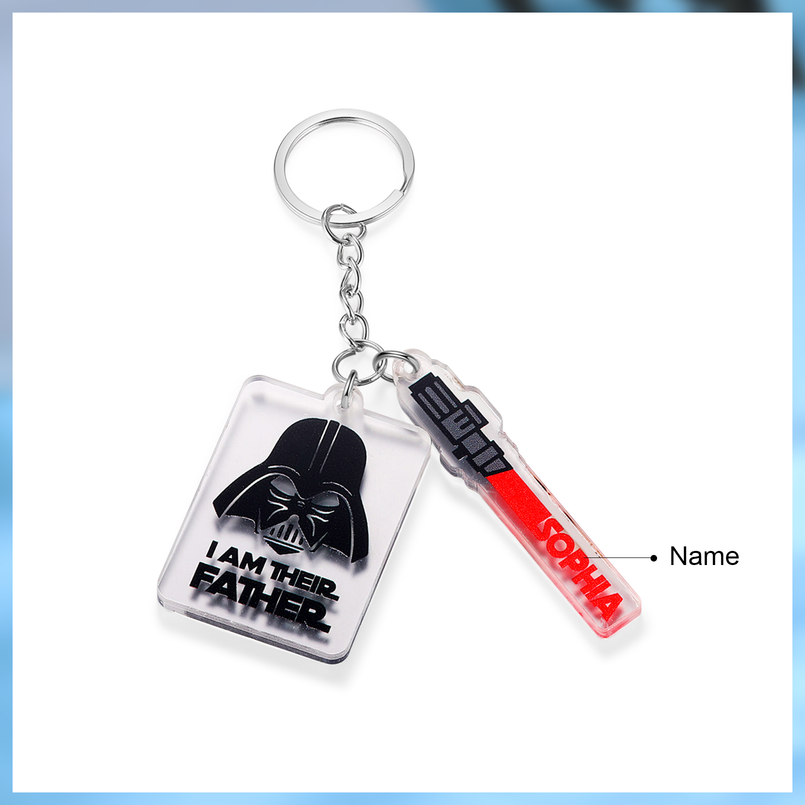 1 Name - Personalised Name Acrylic Star Wars Keyring - I Am Their Father - Gift for Dad