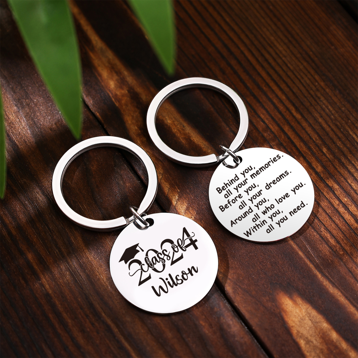 Personalised Name & Text Exquisite Round Graduation Keyring Gift For Her/Him