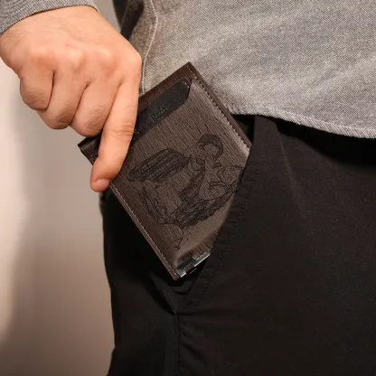 Personalised Leather Wallet Engraved Photo Short Wallet Custom Folding Wallet Gifts For Him