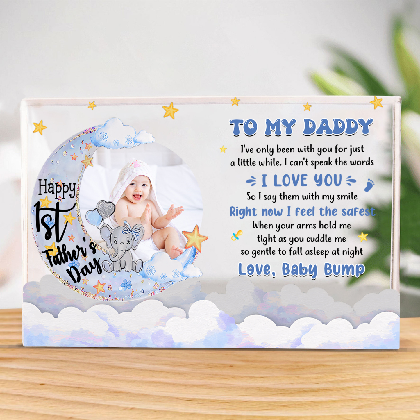 Personalised Customized Photo Warm Family Acrylic Keepsake Customized Text Acrylic Home Decoration Gift for Dad