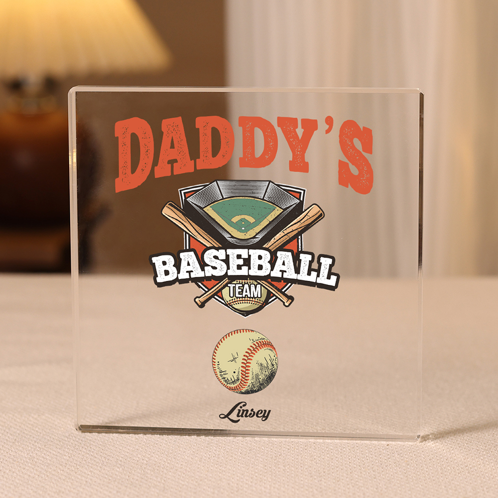 1 Name - Personalised Baseball Acrylic Keepsake Customized Name Acrylic Plaque Decoration Father's Day Gift for Dad