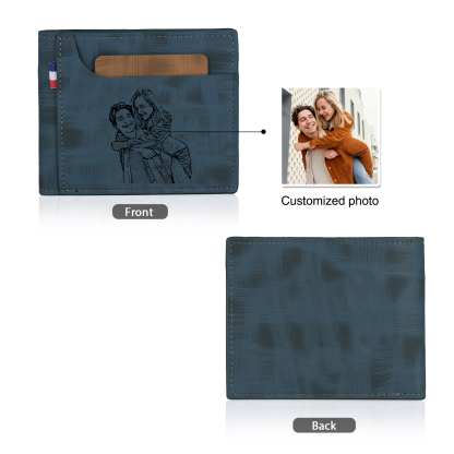 Personalized Custom Photo Leather Men's Wallet Custom Name Folding Wallet for Dad