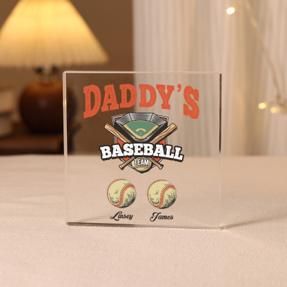 2 Names - Personalised Baseball Acrylic Keepsake Customized Name Acrylic Plaque Decoration Father's Day Gift for Dad