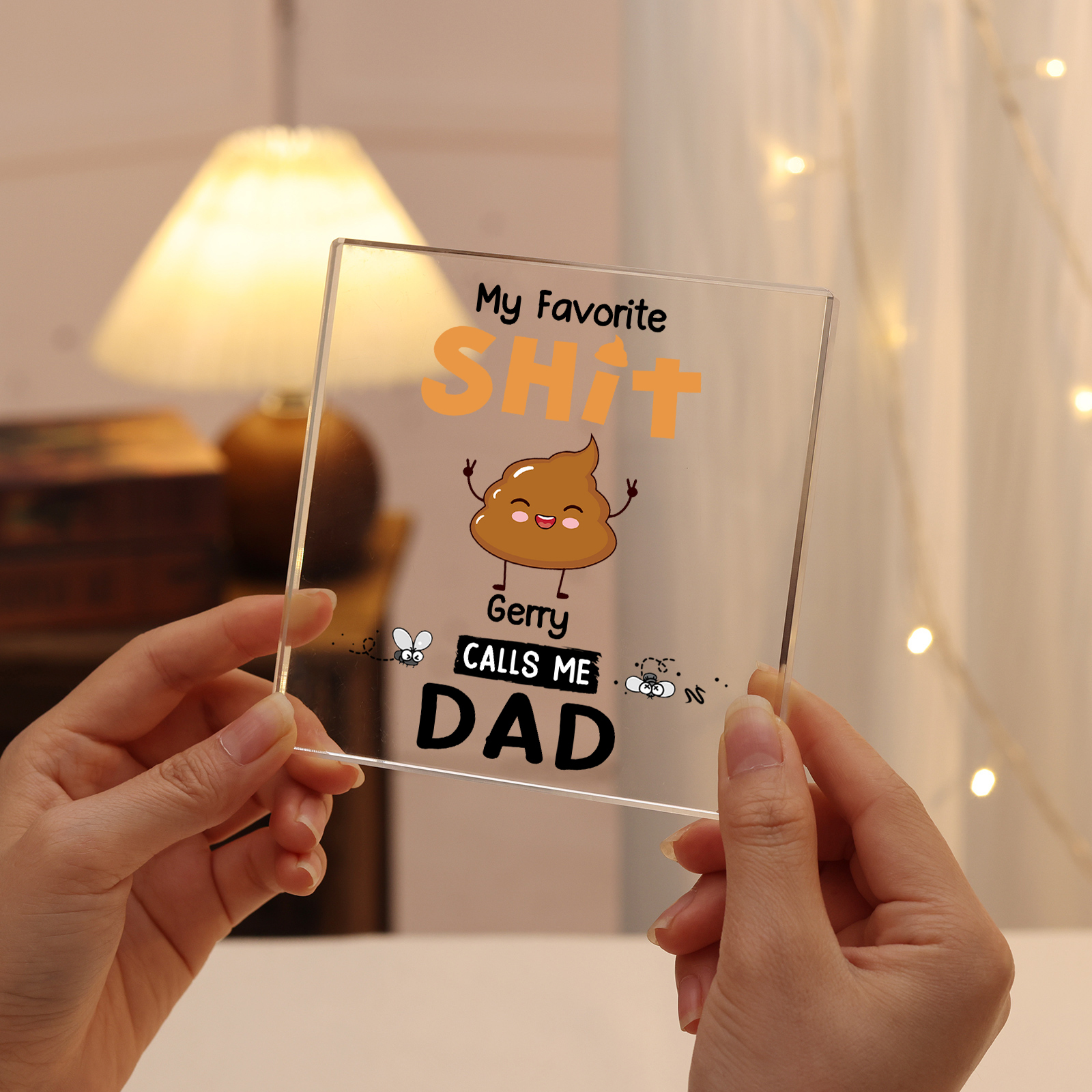 1 Name - Personalised Monster and Shit Style Custom Name Acrylic Ornament Father's Day Gift for Dad