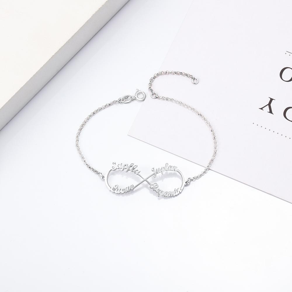 925 Sterling Silver Personalised Infinity Name Bracelets Name Bracelet