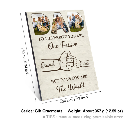 2 Names - Personalised Photos Fist Bump Home Wood Panel Painting Decorations Father's Day Gift for Dad