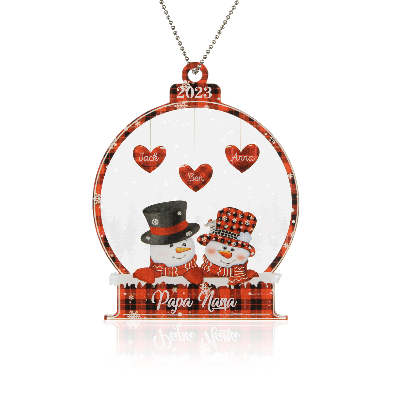 3 Names-Personalised Family Acrylic Christmas Xmas Tree Decoration Ornament-Custom 3 Names And Text Hanging Ornament Gifts For Family