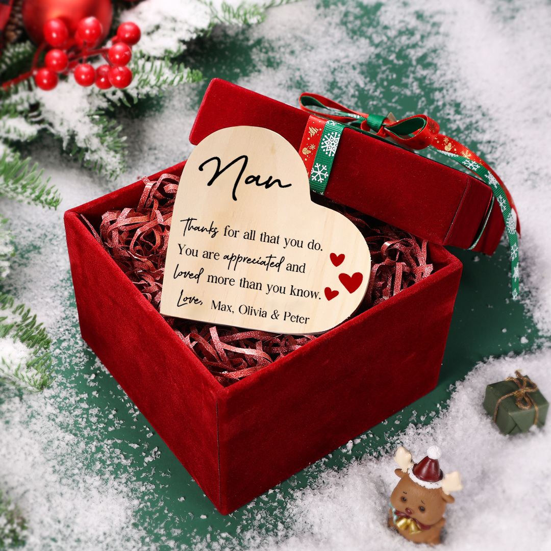 To My Nan Customize Text Candlesticks-Thanks For All That You Do-Heart Wooden Candle Holder from Granddaughter