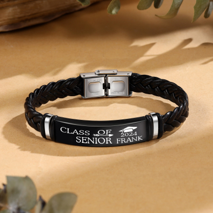 2024 Graduation Gifts - Personalised Year and Name Men's Bracelet, Gift for Him