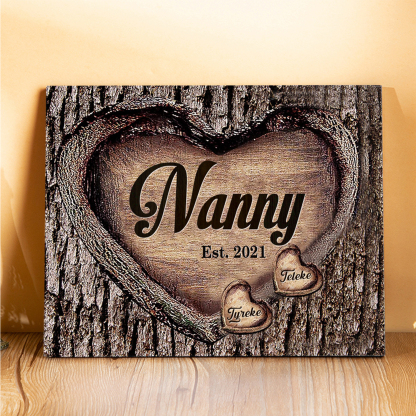 2 Names-Nan/Nana/Nanny/Grandma/Mam/Mum Personalised Name Wooden Ornament Custom Text And Date Home Decoration for Family