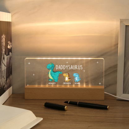 3 Names - Personalised Cute Dinosaur Pattern Beautiful Table Lamp Father's Day Gift for Dad