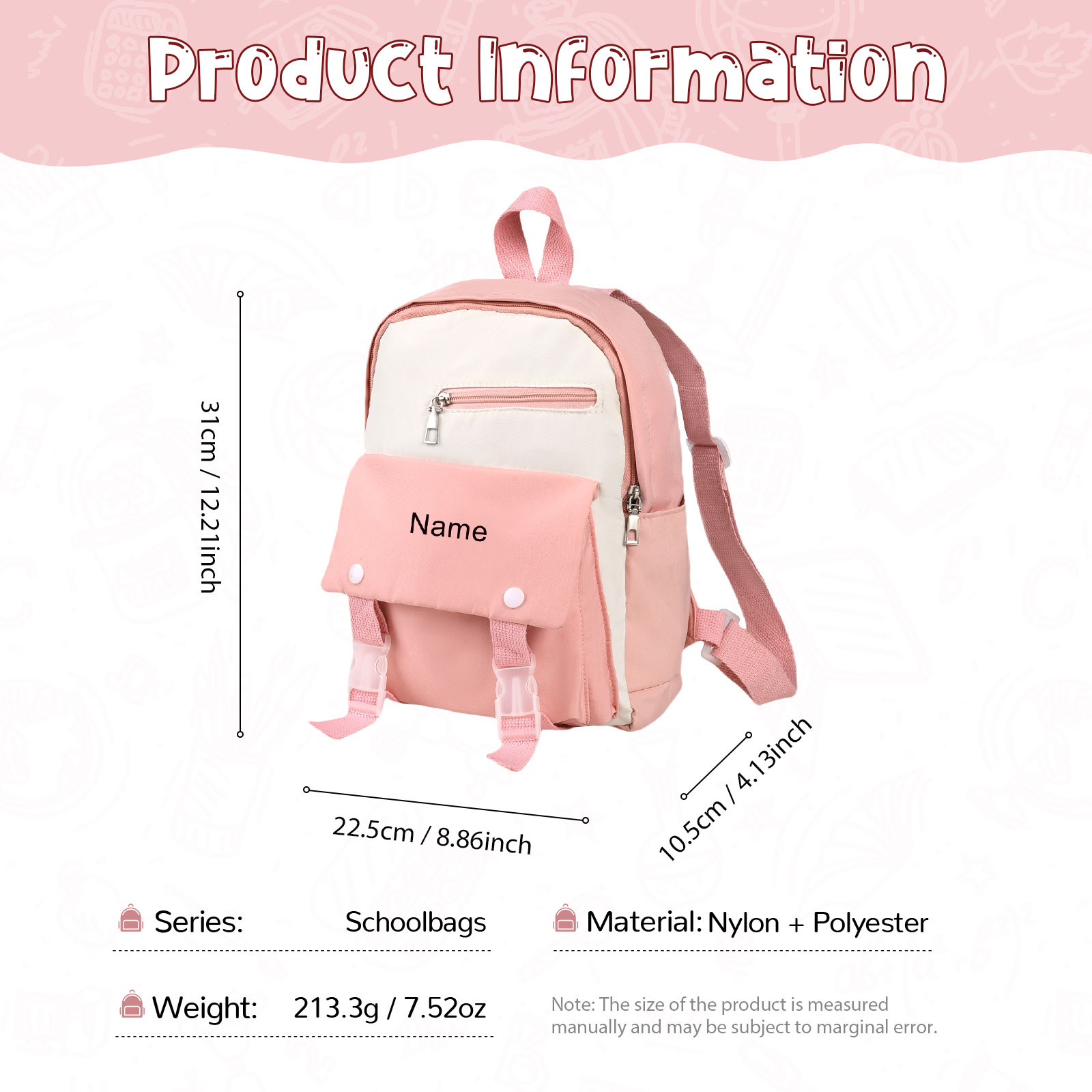Personalised Name Cute School Bag Custom Nylon Polyester Backpack Back To School Gift for Kids