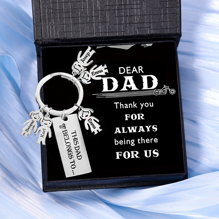 Personalised 1-7 Children's Name Keyring Gift Box Gift Card Set for Dad