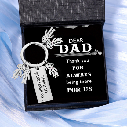 Personalised 1-7 Children's Name Keyring Gift Box Gift Card Set for Dad