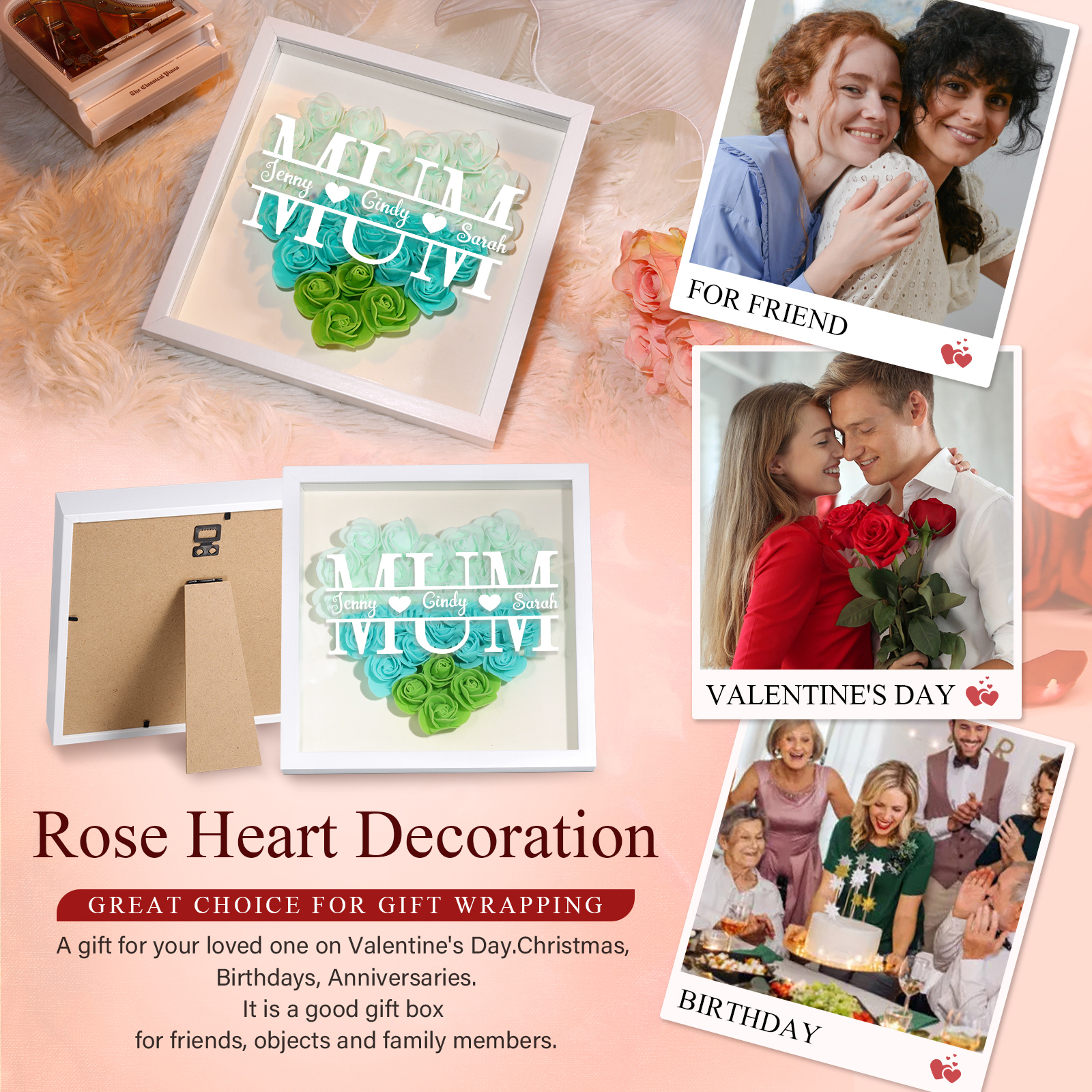 Personalised Custom Name and Text, Exquisite Love Decorations in Five Colors, Home Decoration Gifts for Mum
