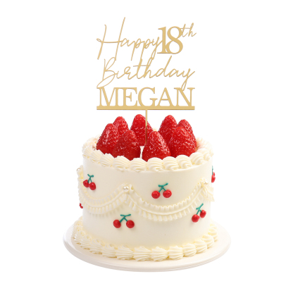 Personalized Custom Text And Name - Happy 18th Birthday Cake Topper For Birthday