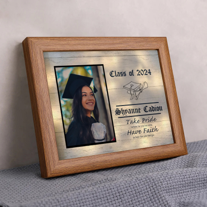 2024 Graduation Gift - Personalised Year & Photo & Name Wood Frame Night Light LED Night Light Gift for Her/Him