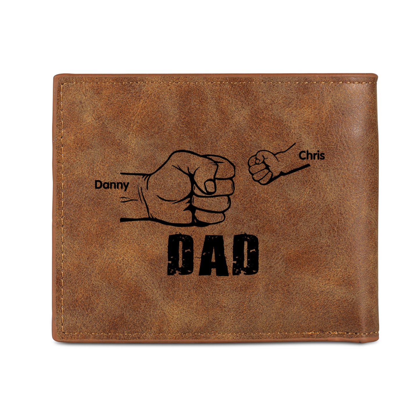 2 Names - Personalised Photo Custom Leather Men's Wallet as a Father's Day Gift for Dad