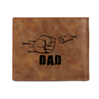 2 Names - Personalised Photo Custom Leather Men's Wallet as a Father's Day Gift for Dad