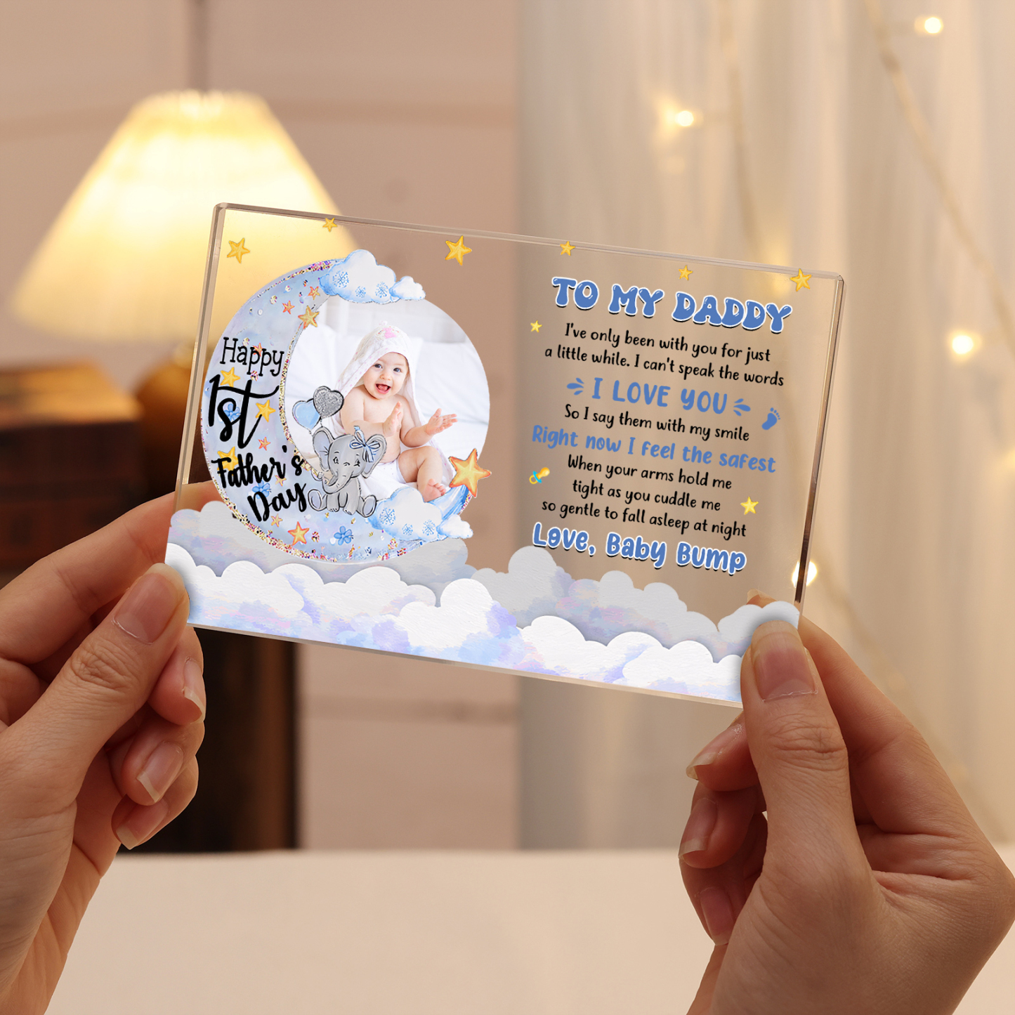 Personalised Customized Photo Warm Family Acrylic Keepsake Customized Text Acrylic Home Decoration Gift for Dad