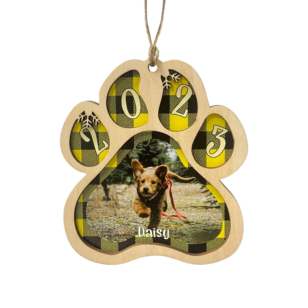 Personalised Pet Gift Custom Wooden Paw Ornament Christmas Gift For Family
