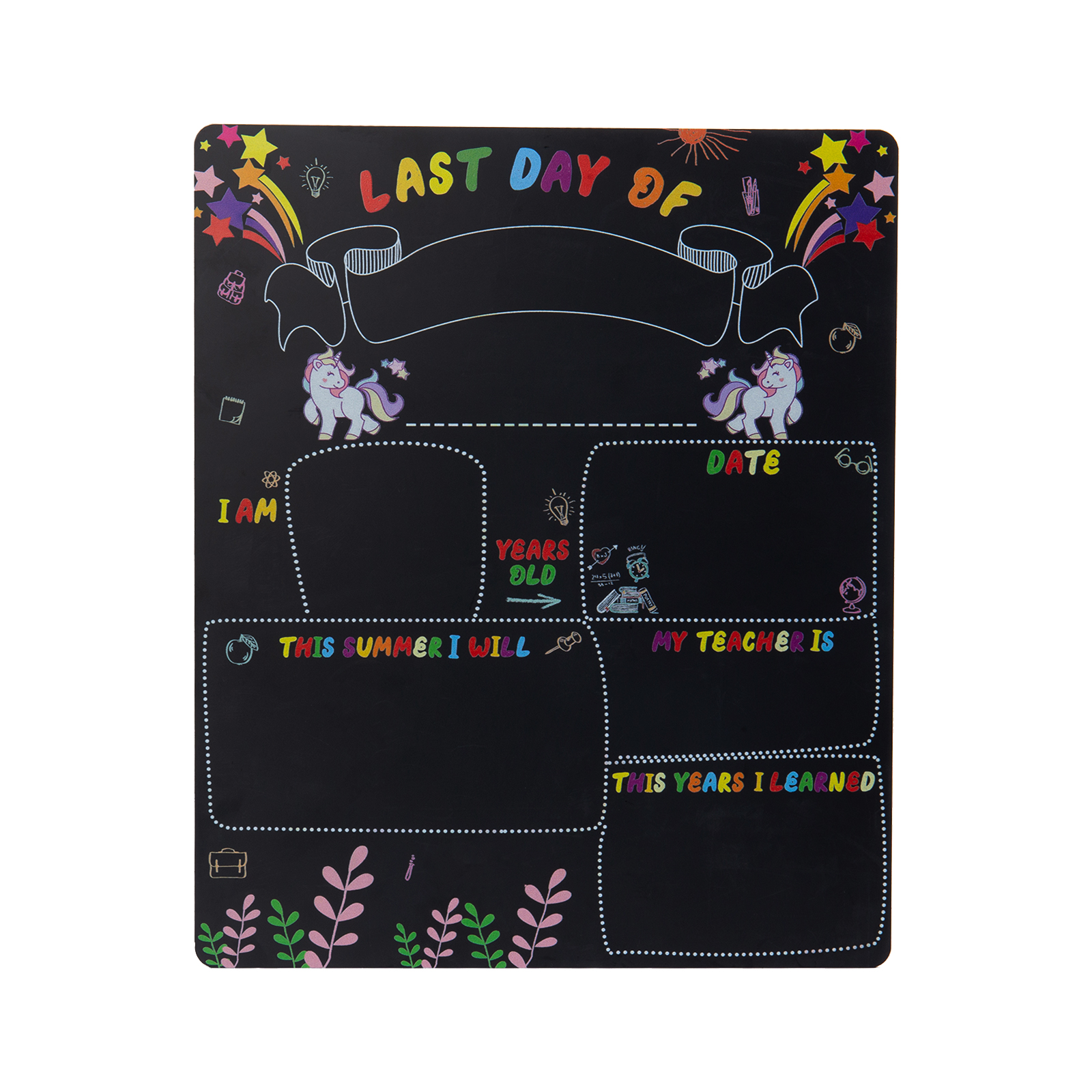 First Day of School Sign-Last Day of School Sign-Small Unicorn Chalkboard for Kids
