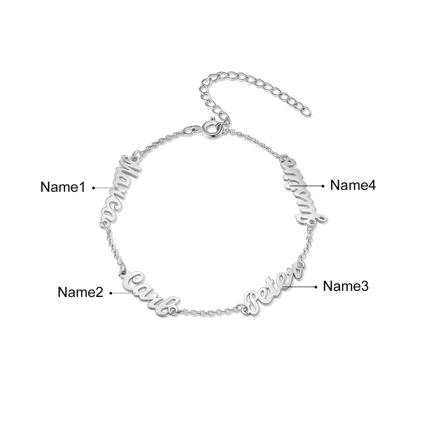 Personalised Family Name Bracelet Custom 4 Names Bracelet Best Gift For Her