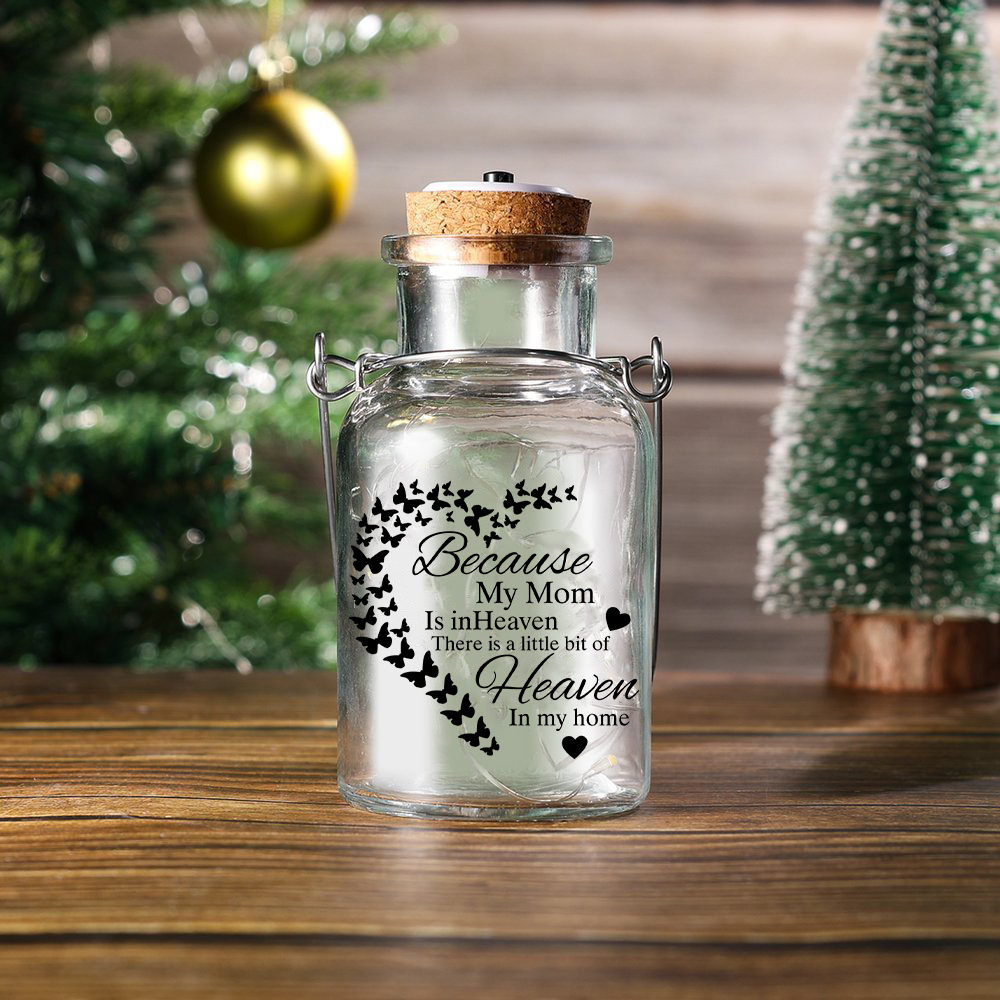 Custom Memorial Jar Night Light There Is A Little Bit Of Heaven In My home LED Lamp