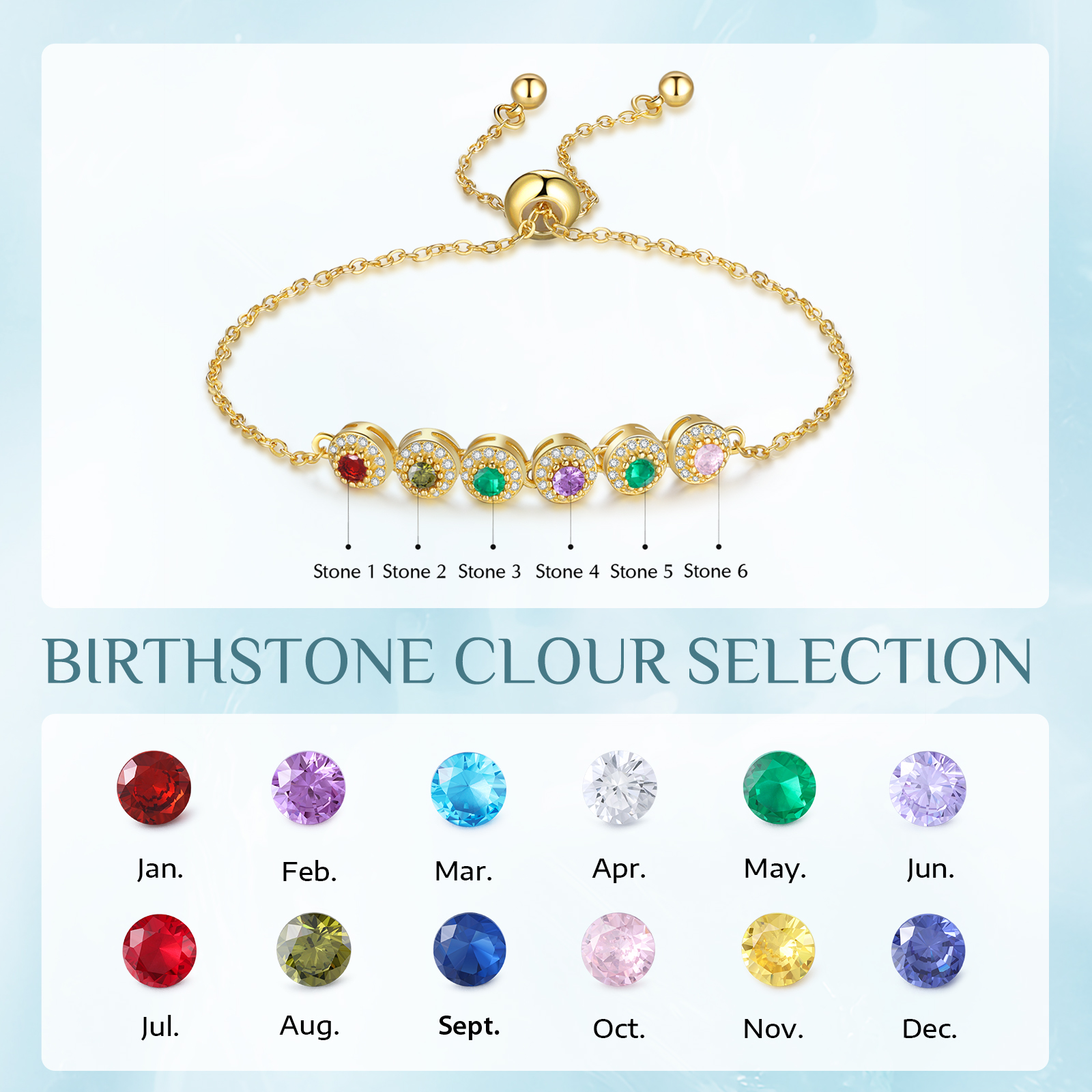 6 Birthstones - Personalised Birthstone Beautiful Bracelet Gift for Her