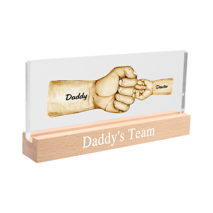 2 Names - Personalised Fist Bump Pattern Table Lamp Customized Text Father's Day Gift for Dad