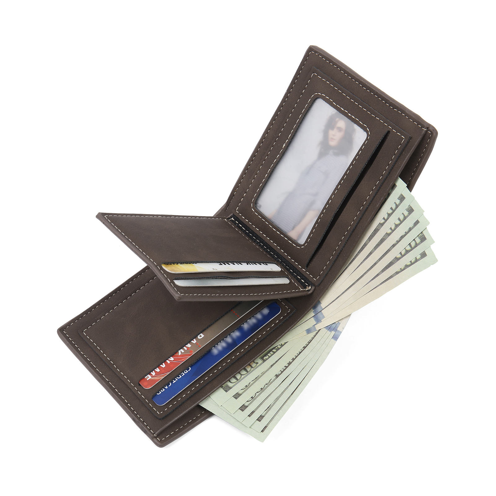 3 Names - Personalised Fist Bump Photo Custom Leather Men's Wallet as a Father's Day Gift for Dad