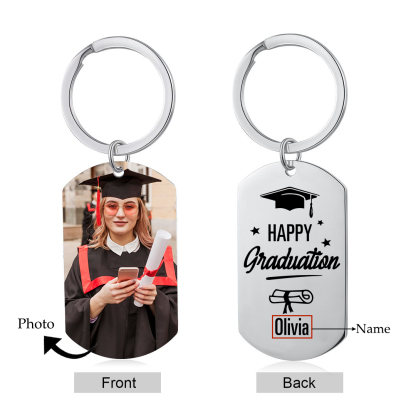 Personalised Name & Photo Exquisite Graduation Keyring Gift For Her/Him-Happy Graduation