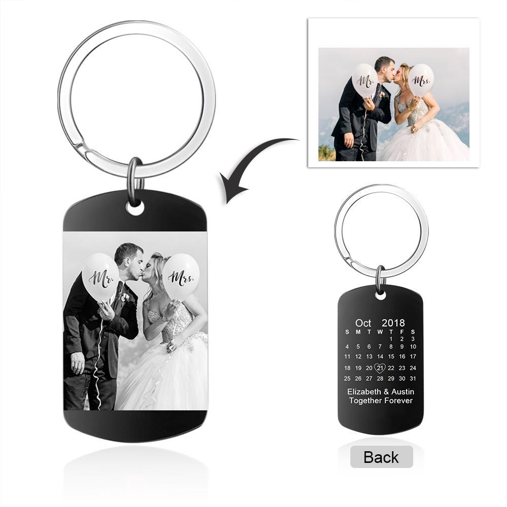 Personalised Calendar Keyring Engraved Photo Keyring Gifts For Him